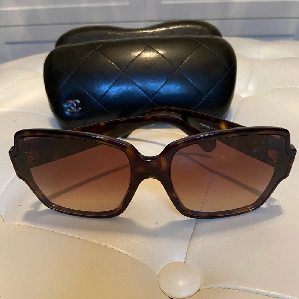 Chanel square tortoise shell sunglasses